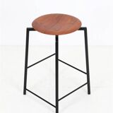 Extraordinary Danish workshop stool / fully restored / teak / steel / mid-century modern design / industrial / 1960s