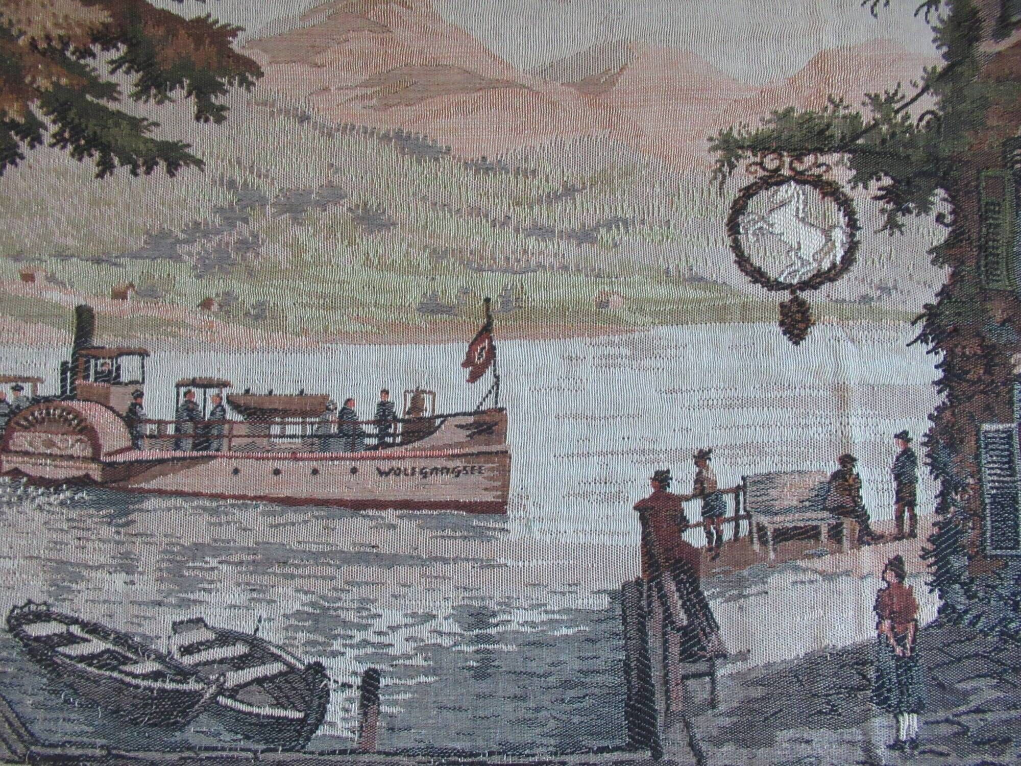 Antique tapestry from lake wolfgang, austria, 1930s-40s.