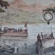 Antique tapestry from lake wolfgang, austria, 1930s-40s.