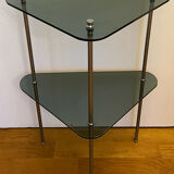 Vintage smoked glass corner shelf