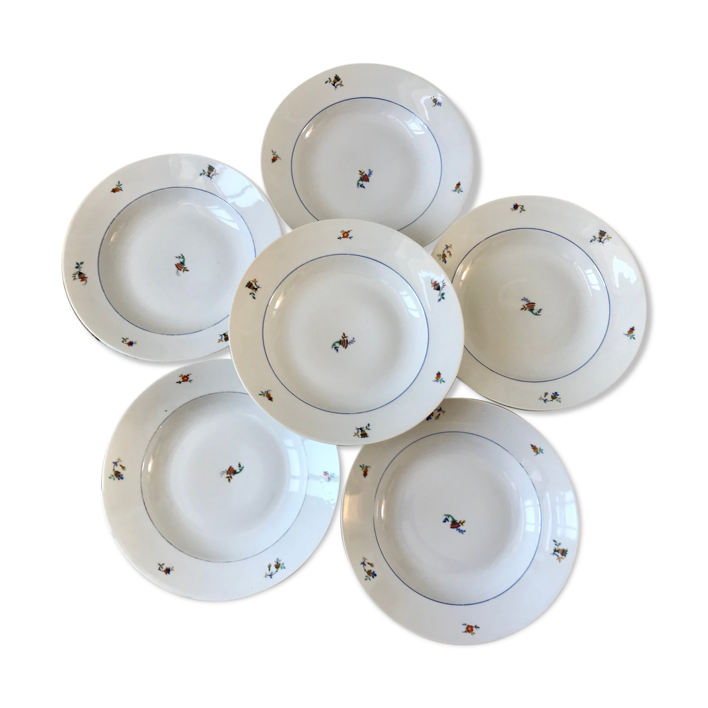 Set of 6 hollow plates Made in France registered model "Czechs" years 50-60