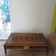 Large coffee table - cherry finish - solid wood - butterfly motifs