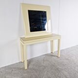 Vintage french lacquered console with mirror, 1980s
