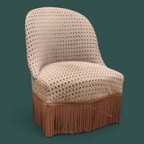 Fauteuil crapaud vintage en velours chocolat