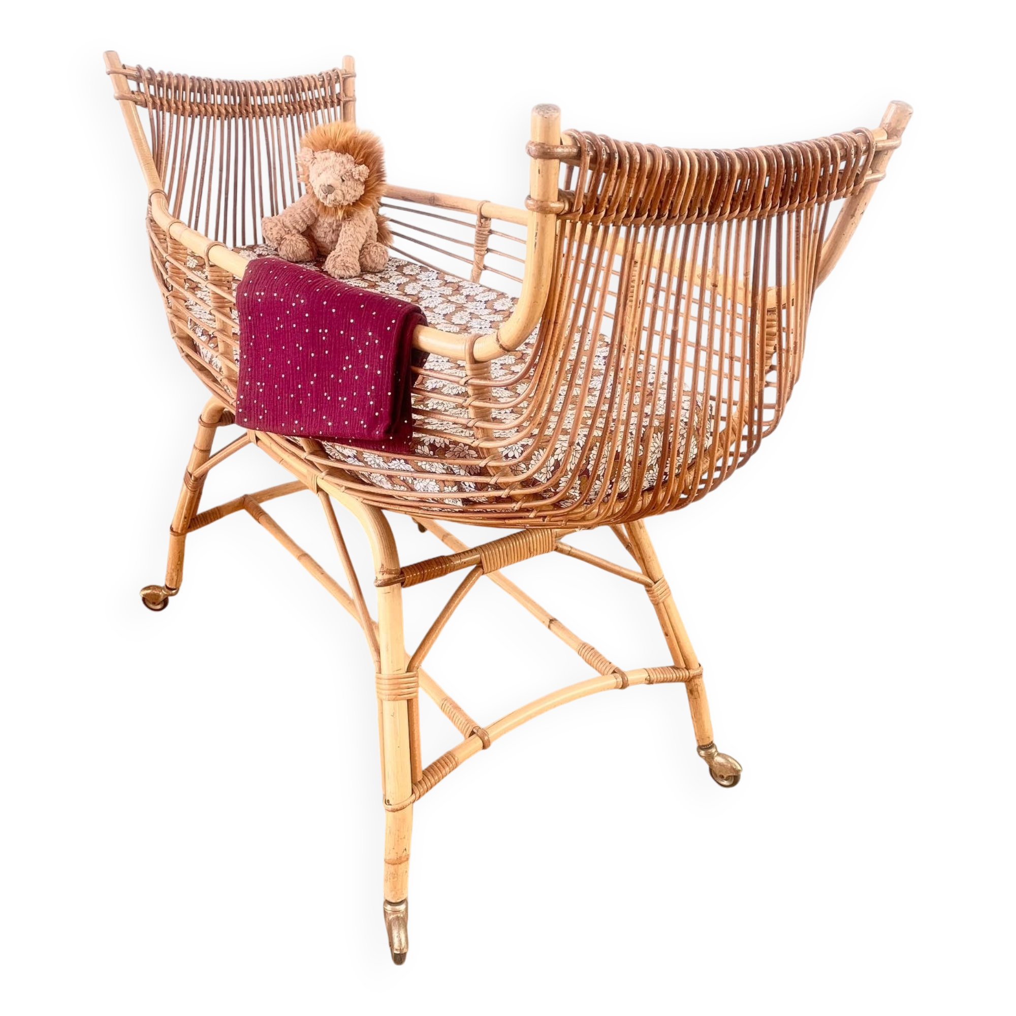 Vintage rattan canoe cradle