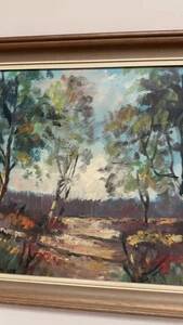 Mid-Century Oil on canvas “Trees” by Lars S 58, Vintage & Framed 57×47cm