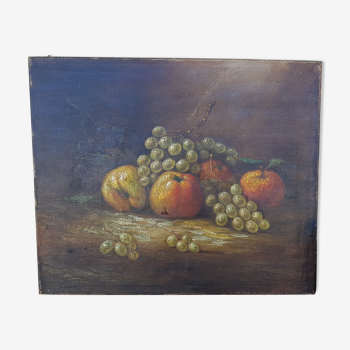 Ancienne huile sur toile nature morte