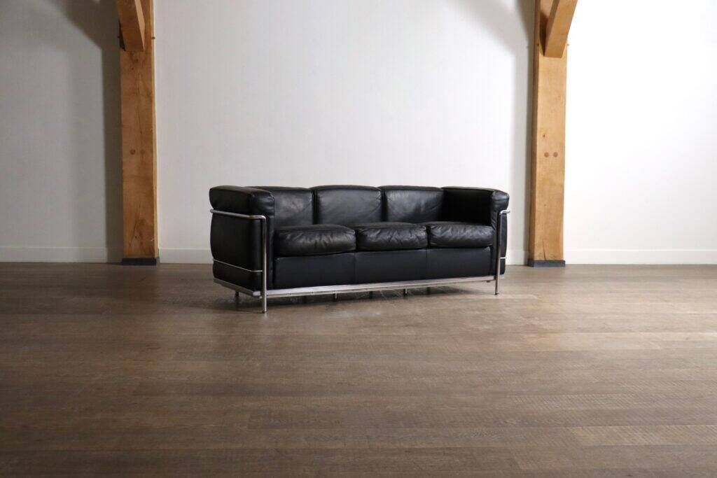 Cassina LC2 three seater sofa by Charlotte Perriand and Le Corbusier, 1980s