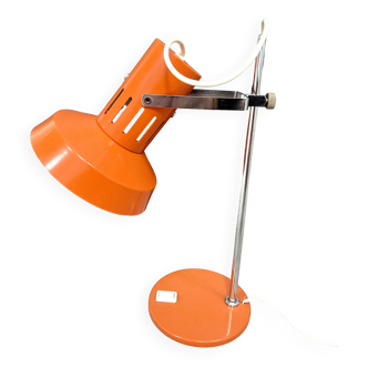 Lampe de bureau métal laqué orange et chrome - vers 1970