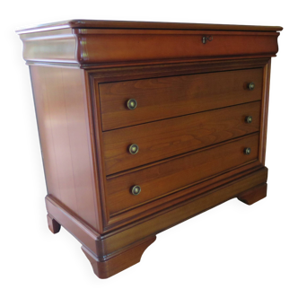 Louis Philippe chest of drawers with ogee - 4 drawers - 1 lock - cherry wood - 1980s