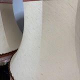 Pair of antique fabric lampshades with fringe