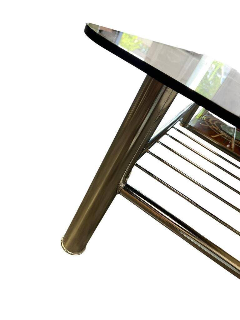 Vintage chrome coffee table with smoked glass belarti