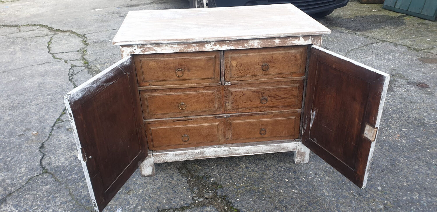 Old workshop furniture, 2 bodies with drawers and a cupboard.