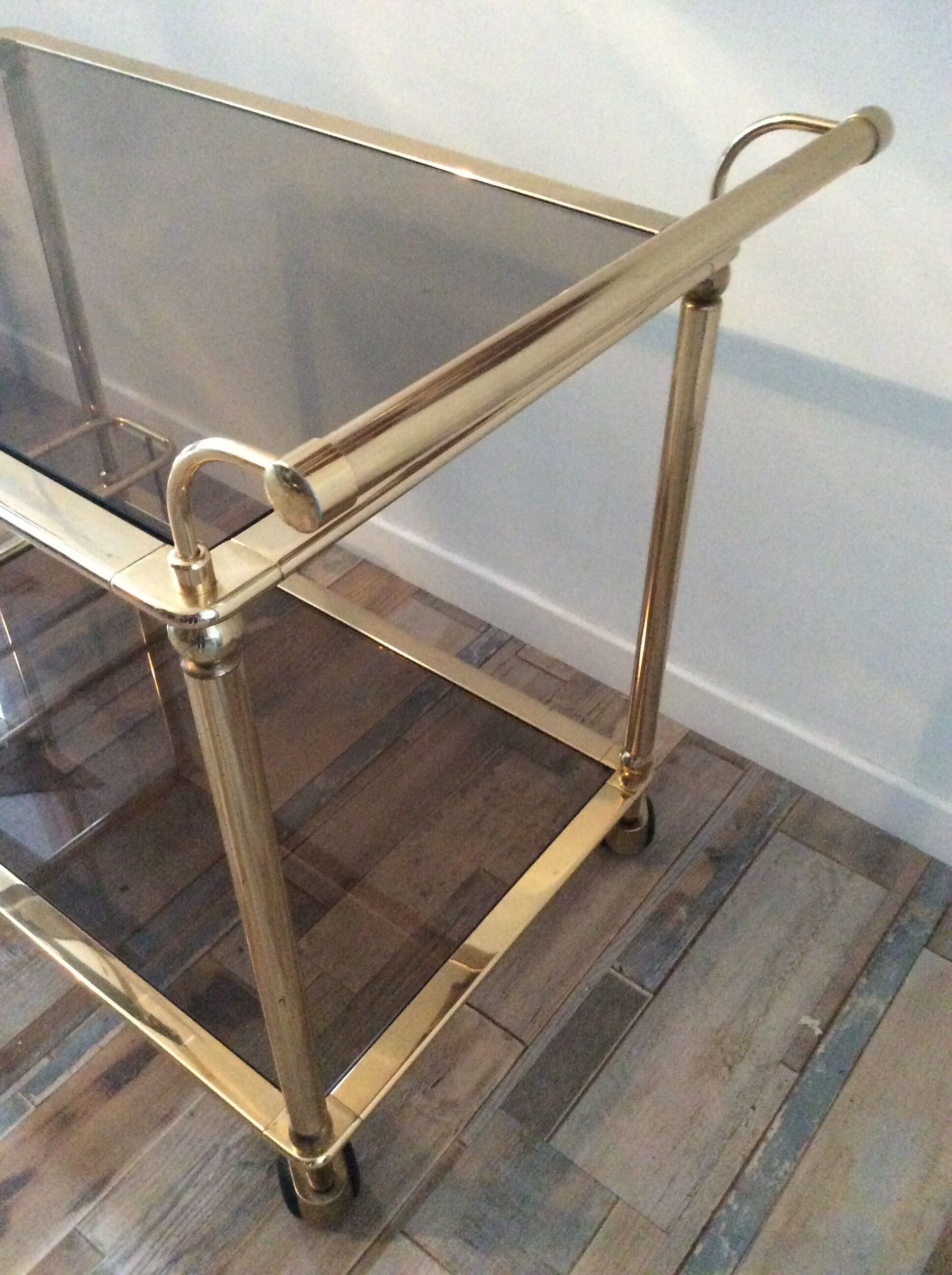 Dessert bar on brass wheels and gold metal