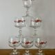 Vintage lot de 6 verres à pied Luminarc fleurs roses