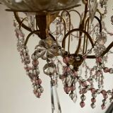 Murano chandelier with pink pearls