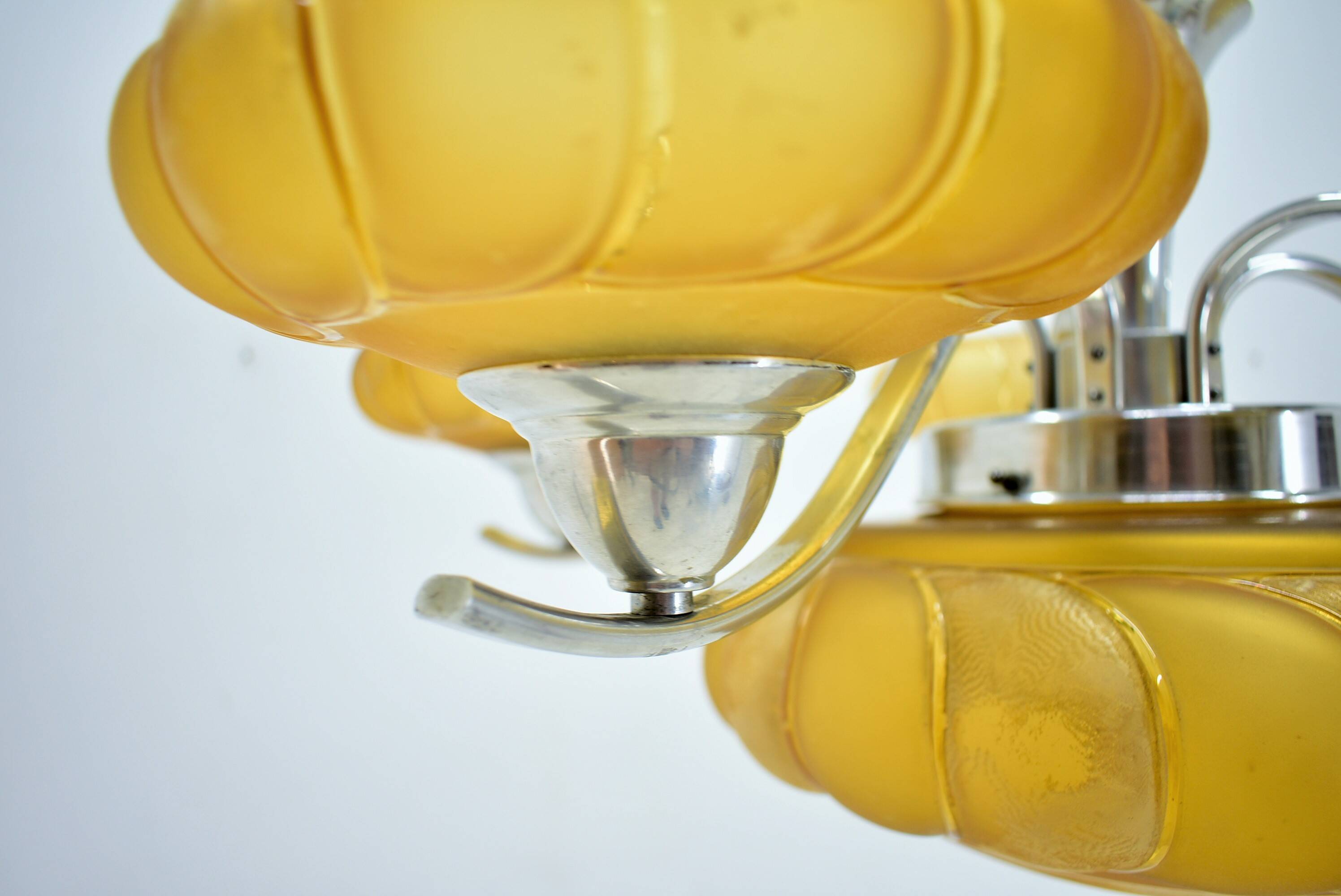 Art deco chrome and glass chandelier, 1930s