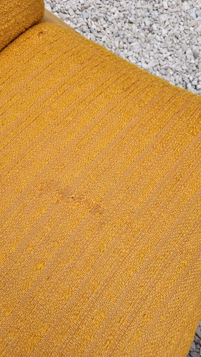 Salon canapé, 2 fauteuils et table basse en rotin vintage fabrication 1950