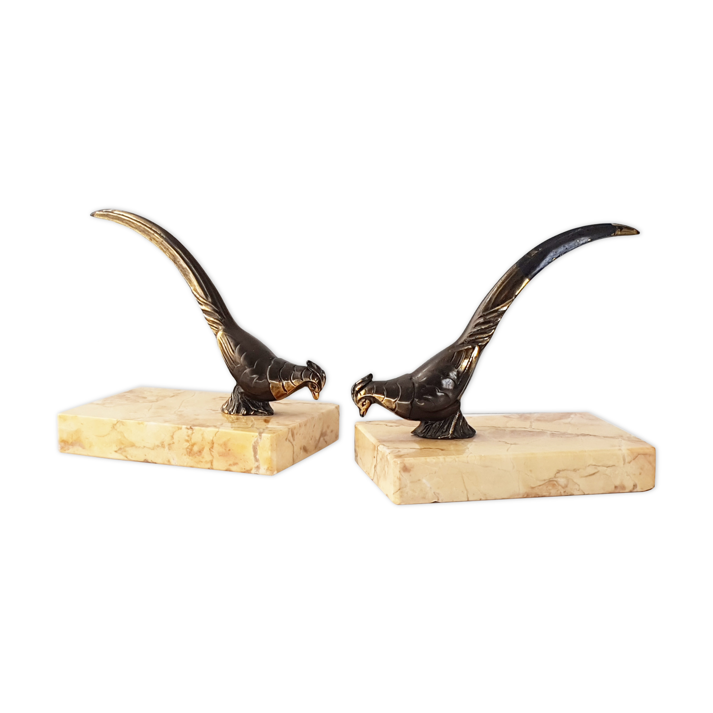 Pair of vintage peacock bookends