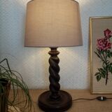 Turned wooden table lamp - vintage