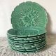 10 barbotine dessert plates and vine leaf dish