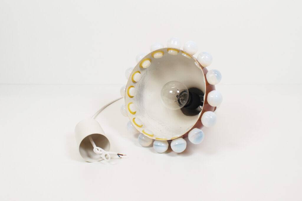 Vintage Scandinavian brass and glass pendant chandelier