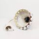 Vintage Scandinavian brass and glass pendant chandelier