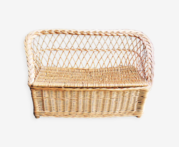 Old wicker toy chest bench