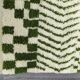 Handmade pure wool rug, green and white, size 140 x 260 cm