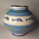 Portuguese Ceramic Vase Decorated with Blue & Gold Fish