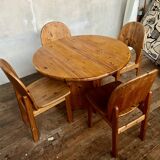 Large Scandinavian pine table - 6 chairs