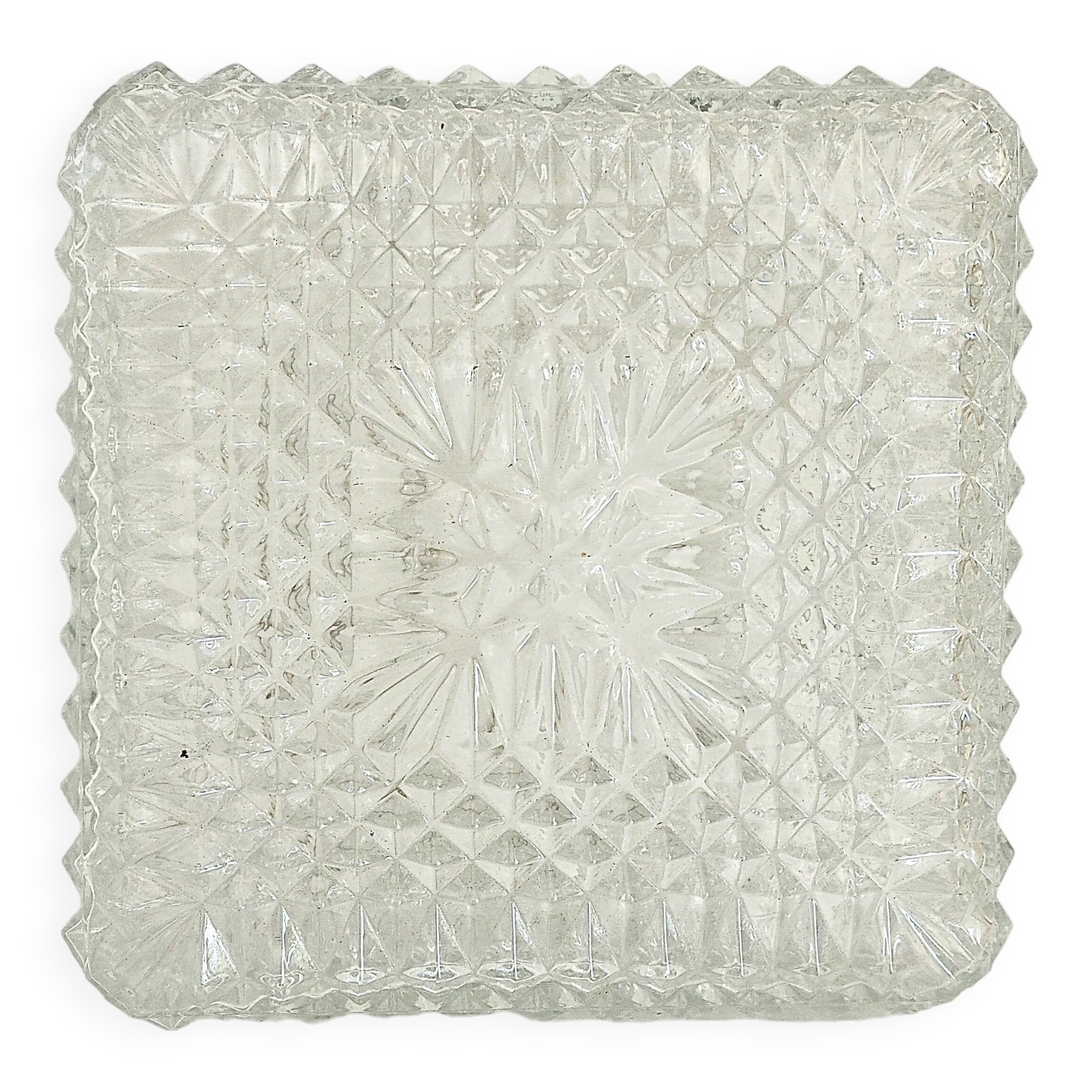 Square ceiling light in molded glass