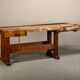 Vintage Wooden Industrial Rustic Carpenter’s Workbench with Two Vises