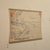 Old geography map school map Oceania political and physical co