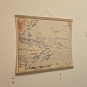 Ancienne carte de géographie carte d'école Océanie politique et physique co