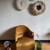 Vintage golden yellow toad armchair