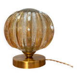 Lampe à poser globe en verre vintage bicolore