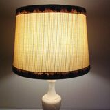 Alabaster lamp and ecru fabric lampshade / vintage 50s-60s
