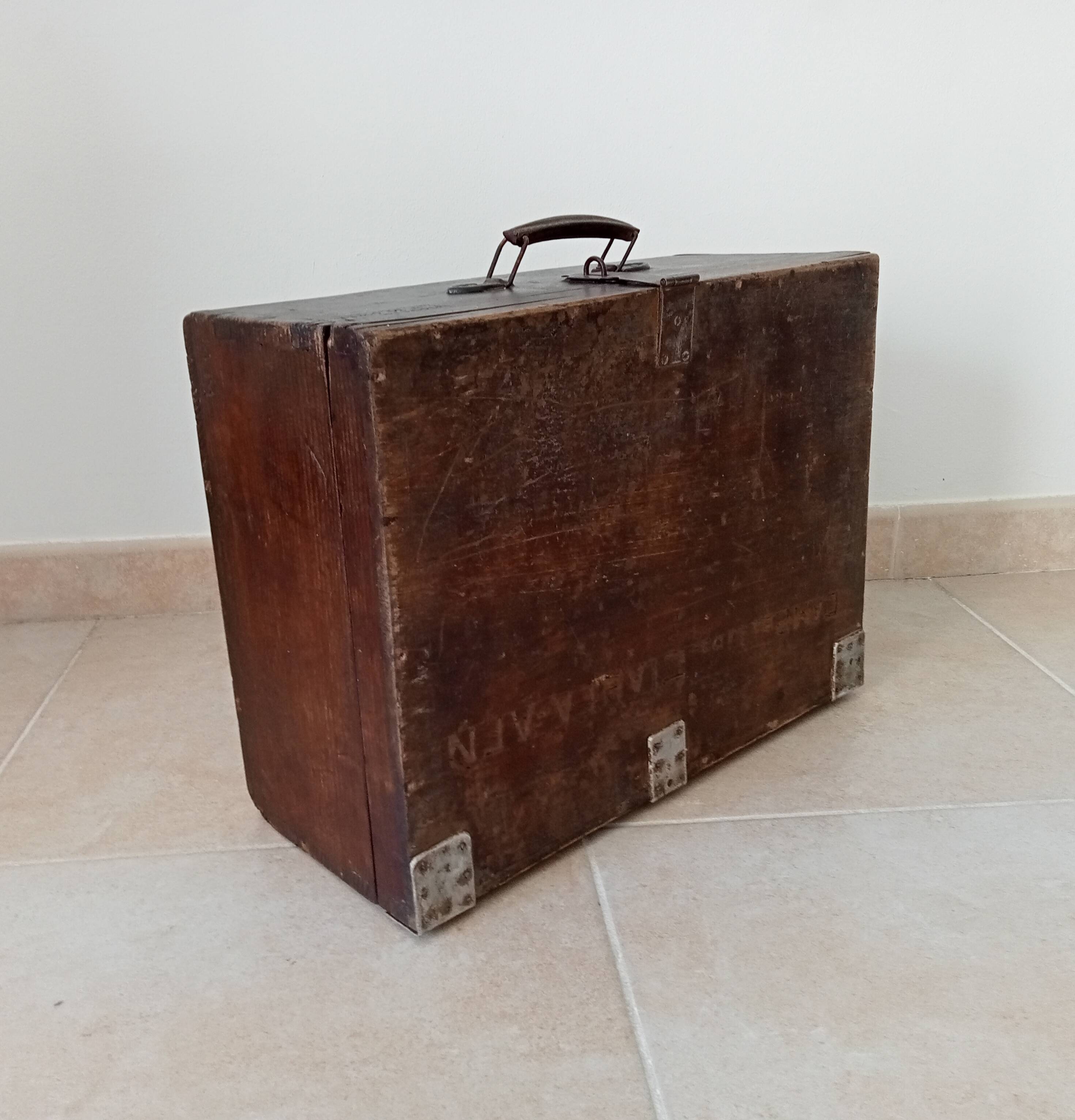Wooden military suitcase from the 1950s