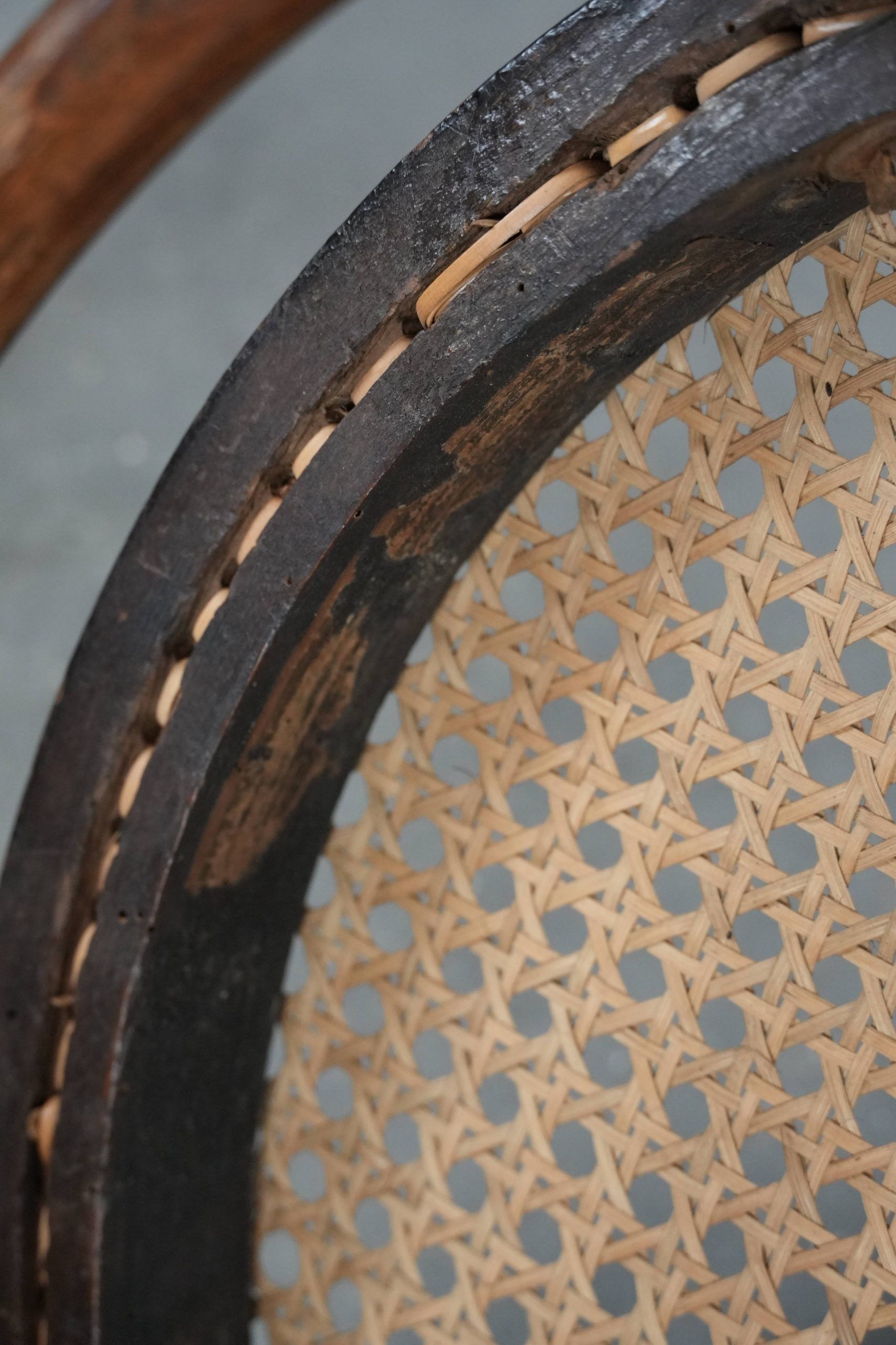 Set of 4 vintage bistro chairs Jacob & Josef Kohn Wien with a wicker seat