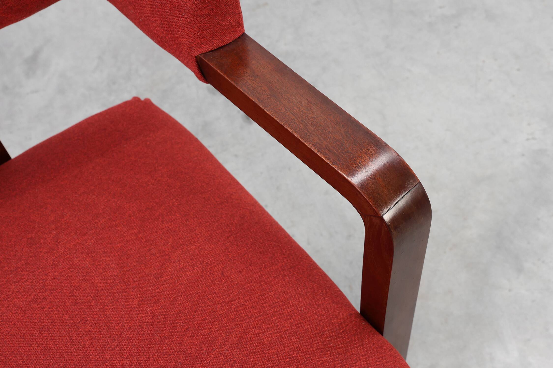 Set of Two Red Reupholstered Art Deco Chairs, Belgium ca. 1920