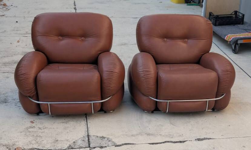 Set of 2 Okay armchairs by Adriano Piazzesi, 70s