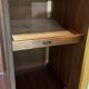 English 1960s student cabinet in elm magnifying glass