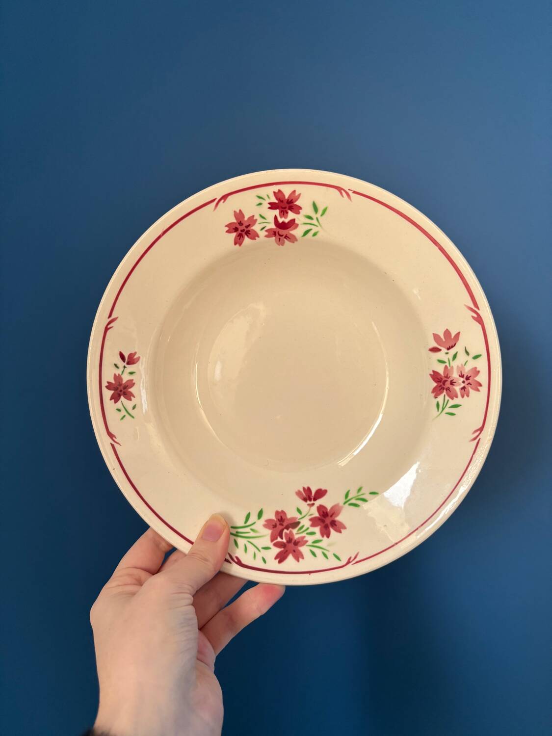 Set of 6 vintage Badonviller soup plates – French earthenware with decoration