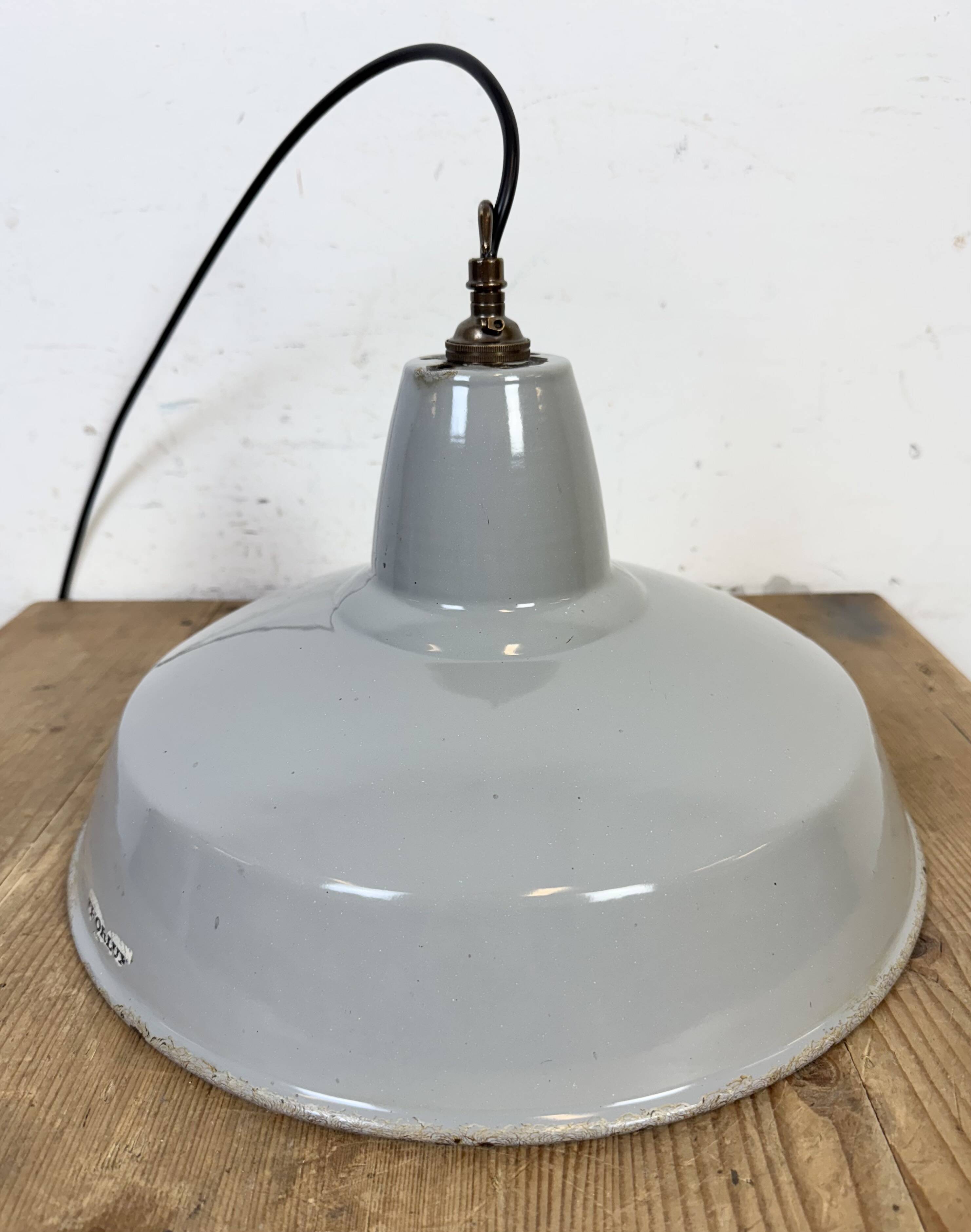 Industrial Grey Enamel Factory Pendant Lamp from Thorlux, 1960s