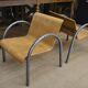 Paire de fauteuils en métal et bois 1950