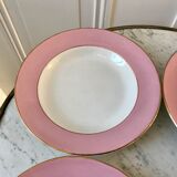 4 assiettes creuses Saint-Amand années 60 rose bonbon pastel