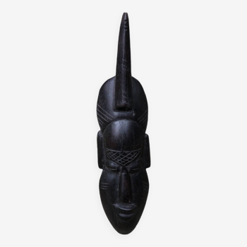 1970 Masque africain 30cm sculpté main statuette tribal bois Baoulé Côte d'Ivoire Vintage ancien