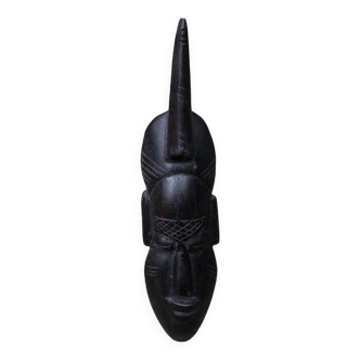 1970 Masque africain 30cm sculpté main statuette tribal bois Baoulé Côte d'Ivoire Vintage ancien