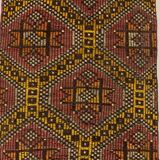 Old Turkish narrow Kilim Runner 314x64 cm, shabby chic, vintage kelim Red Black